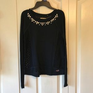 Hollister Navy Shirt With Lace Back